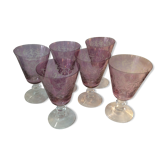 Lot of six former water engraved and colored crystal glasses