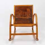 Curved wooden rocking chair for children Bauhaus Brockhage Andrä period, Germany, 1950s