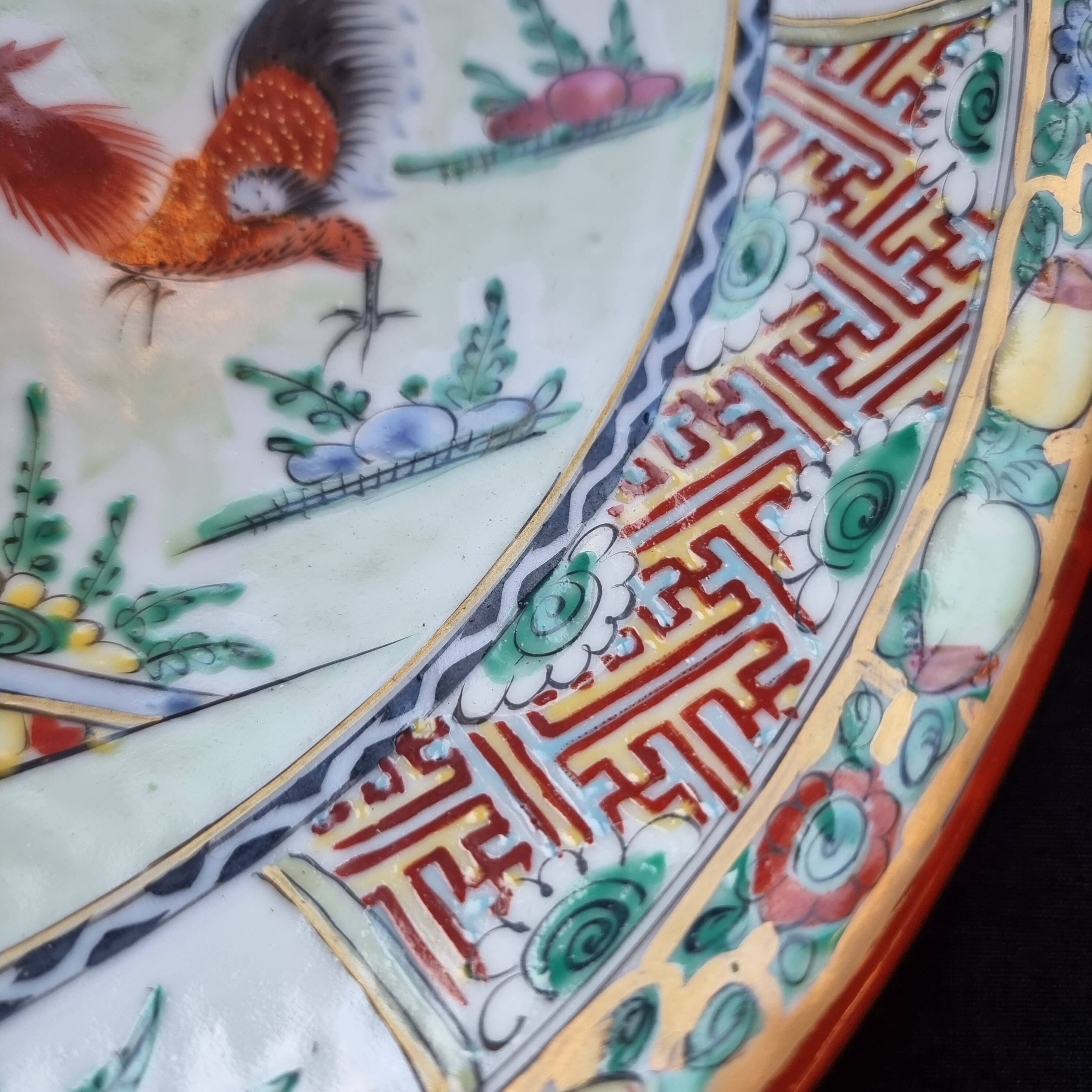 Large soup plate in Macao porcelain (1971), authentic wine piece