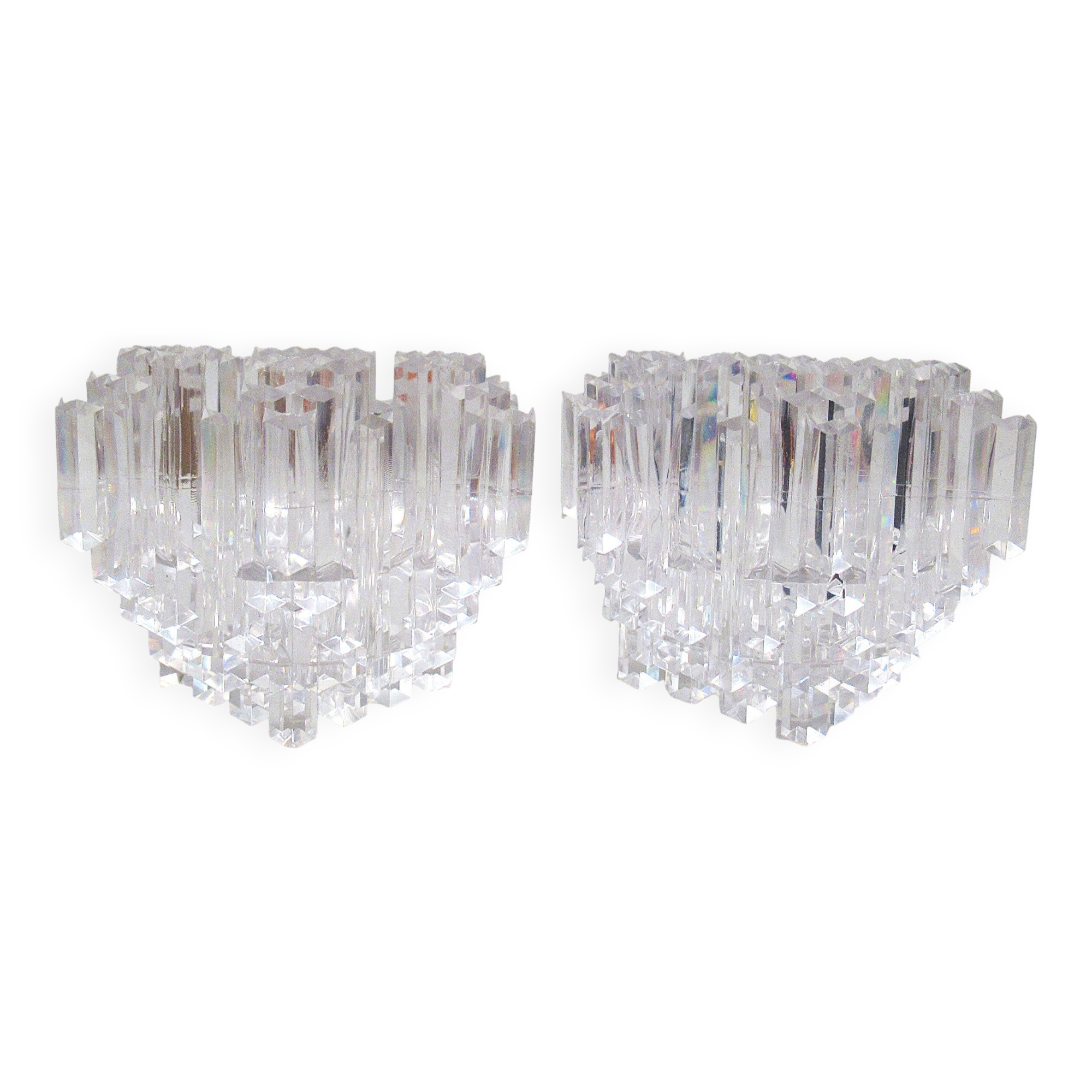 Pair of 1970s plexiglass candlesticks