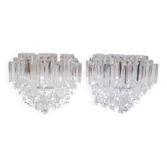 Pair of 1970s plexiglass candlesticks