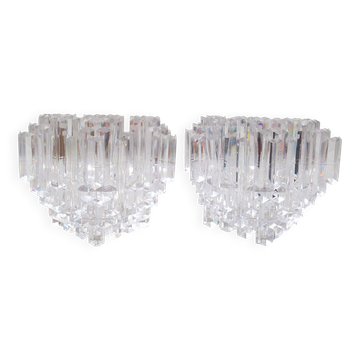 Paire de bougeoirs plexiglas années 70