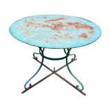 Green wrought iron garden table