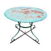 Green wrought iron garden table