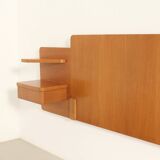 Headboard with teak bedside tables, France, 1960s