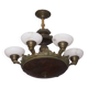 Antique bronze and alabaster 6-light chandelier, 1910