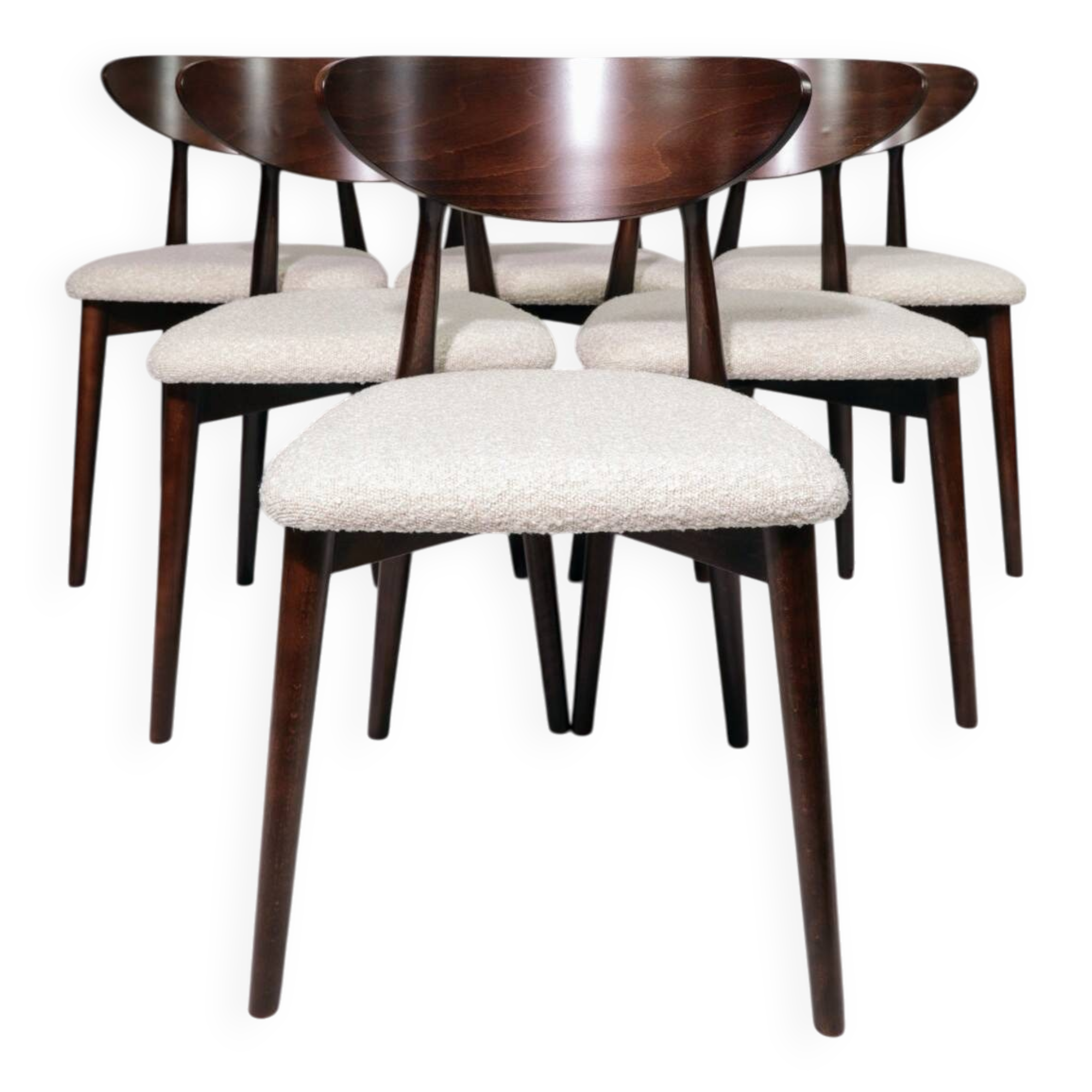 Vintage dining chairs set of 6 pearl bouclé