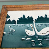 Service platter with a swan design.