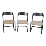 Lot de 3 chaises traineau noir Baumann