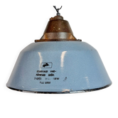 Suspension industrielle en émail gris et fonte, années 1960