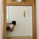 Antique gilded trumeau mirror in Louis XVI style