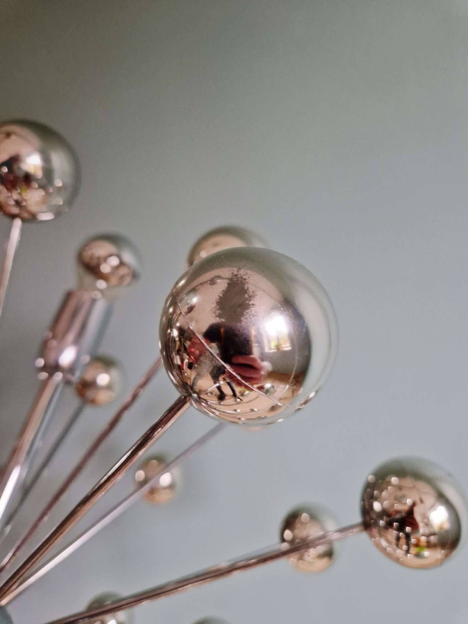 Lustre Sputnik en métal chromé, design Space Age, 1960