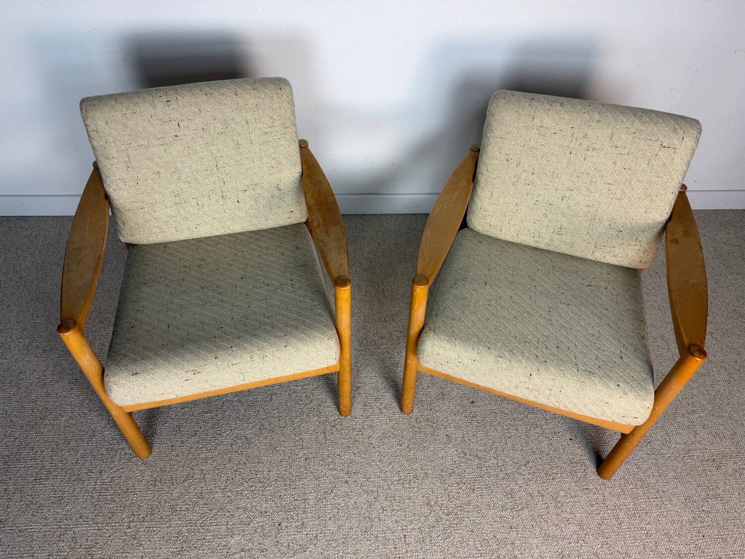 Pair of vintage wooden armchairs