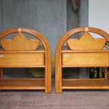 Paire de table rotin Maugrion pour Roche Bobois, table de chevet rotin