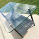 Table basse à 2 plateaux , verre et métal , des années 50'