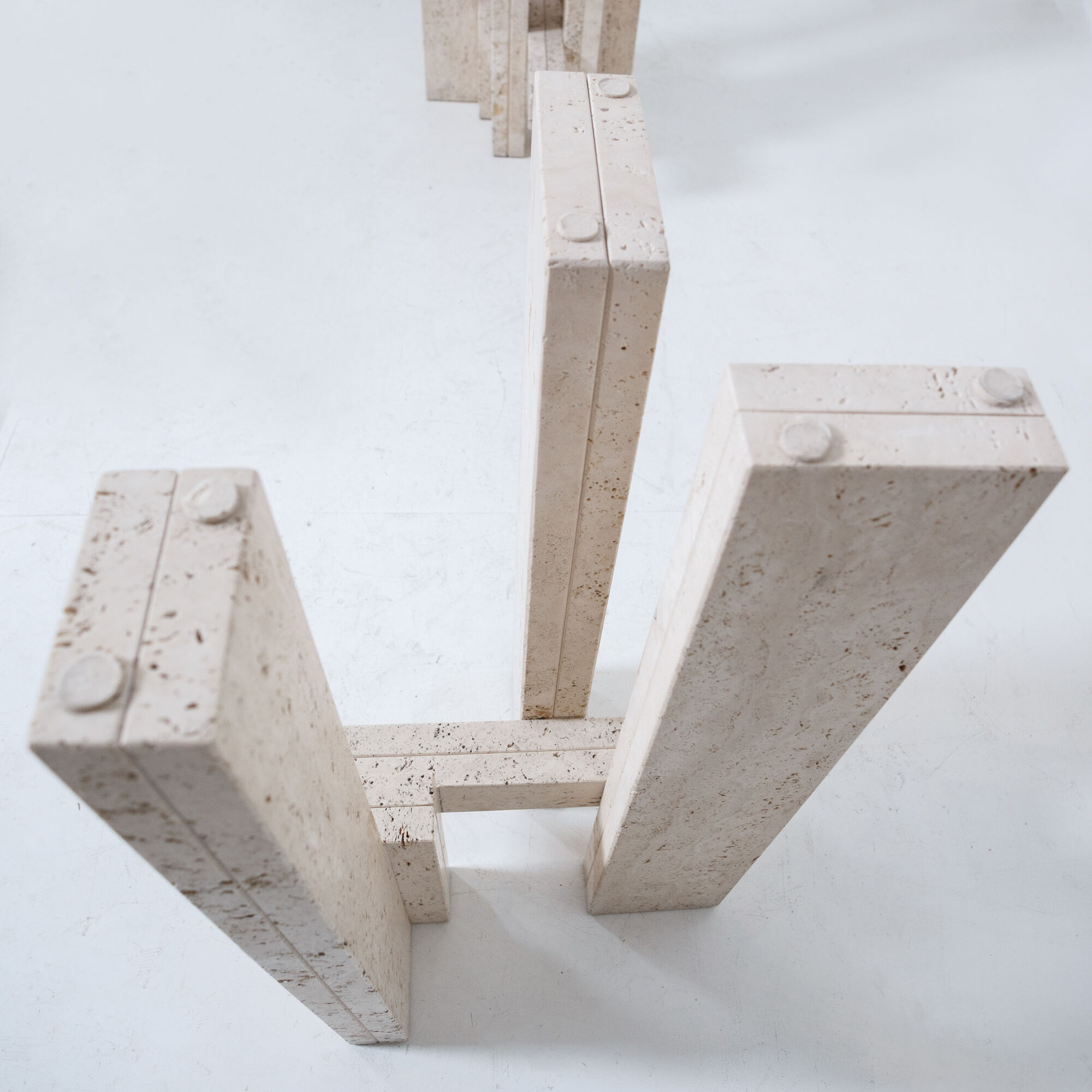 Rare architectural travertine table by Willy Ballez