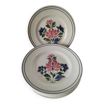 Ensemble 8 assiettes Saint Amand décor fleurs stylisées 4122