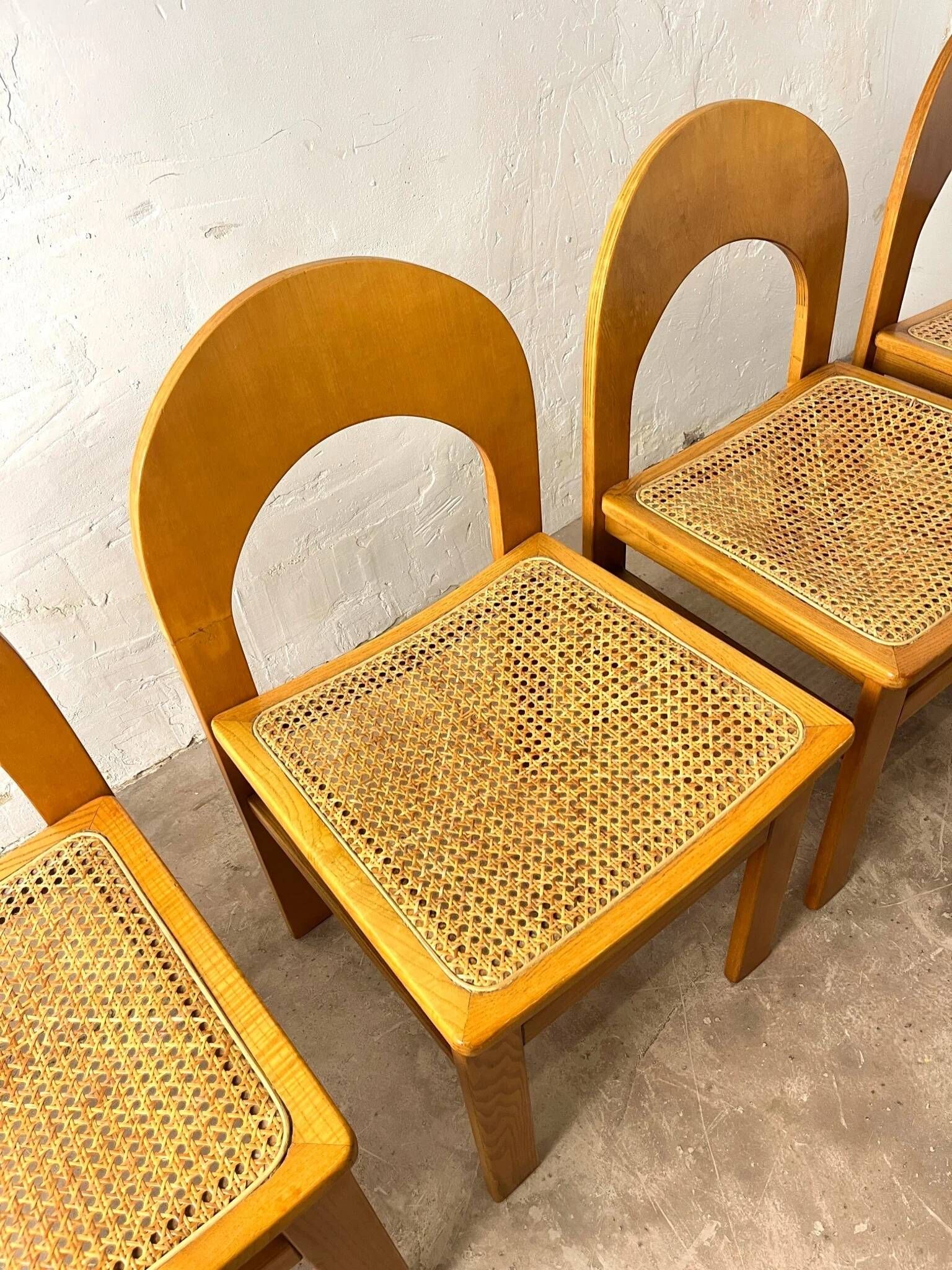 Set of 4 caned chairs Arcadia by Tagliabue di Cascina Armata, 1970-80.