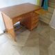 Vintage modernist desk - 5 drawers - shelf - 1950s - closure mechanism