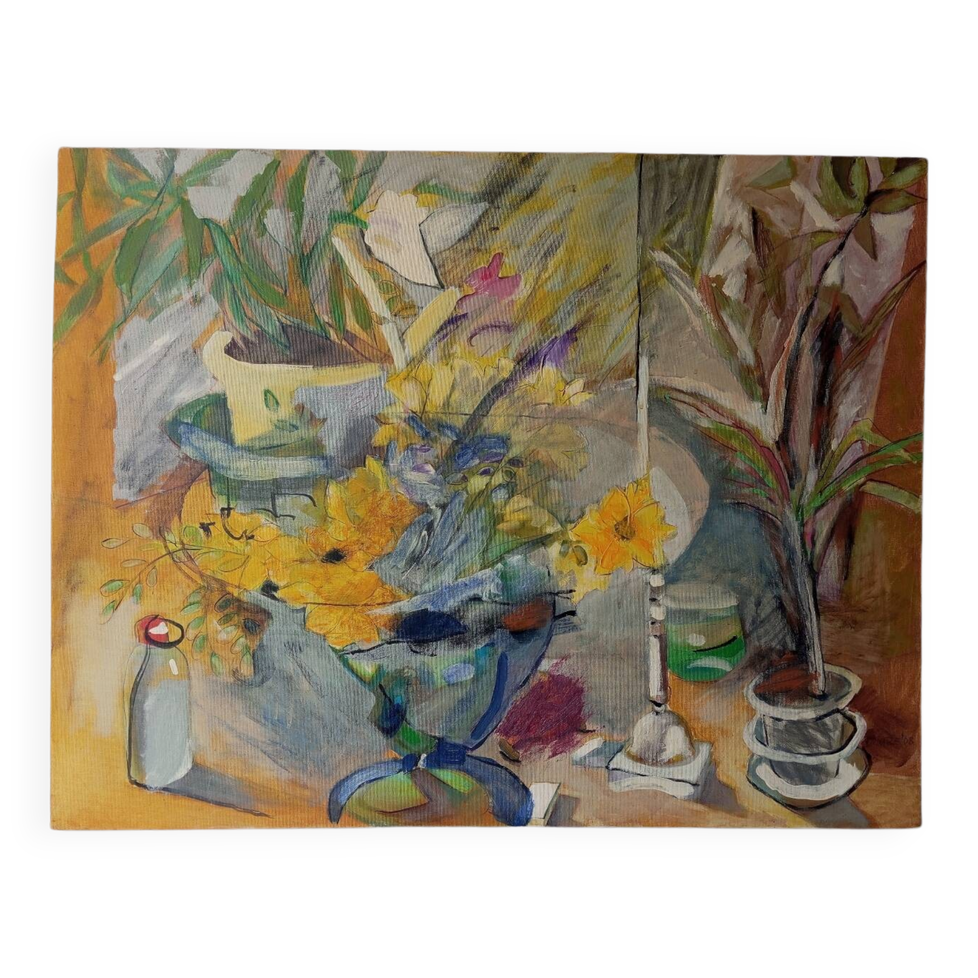 Contemporary floral composition signed
