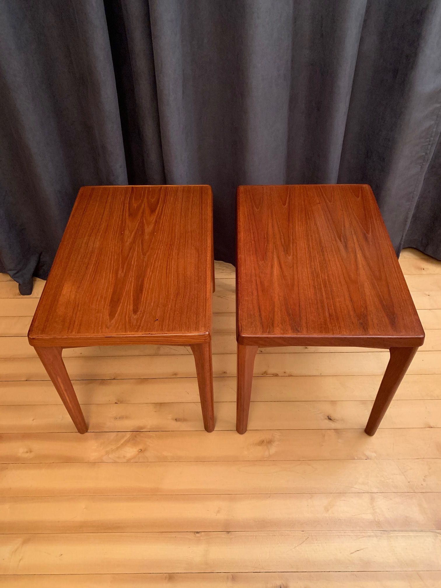 Pair of side tables by Henning Kjaernulf, Vejle Møbelfabrik, Denmark, 1960s