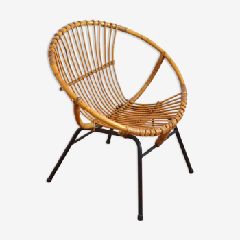 Rattan shell armchair Rohé Noordwolde 1950s