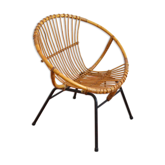 Rattan shell armchair Rohé Noordwolde 1950s