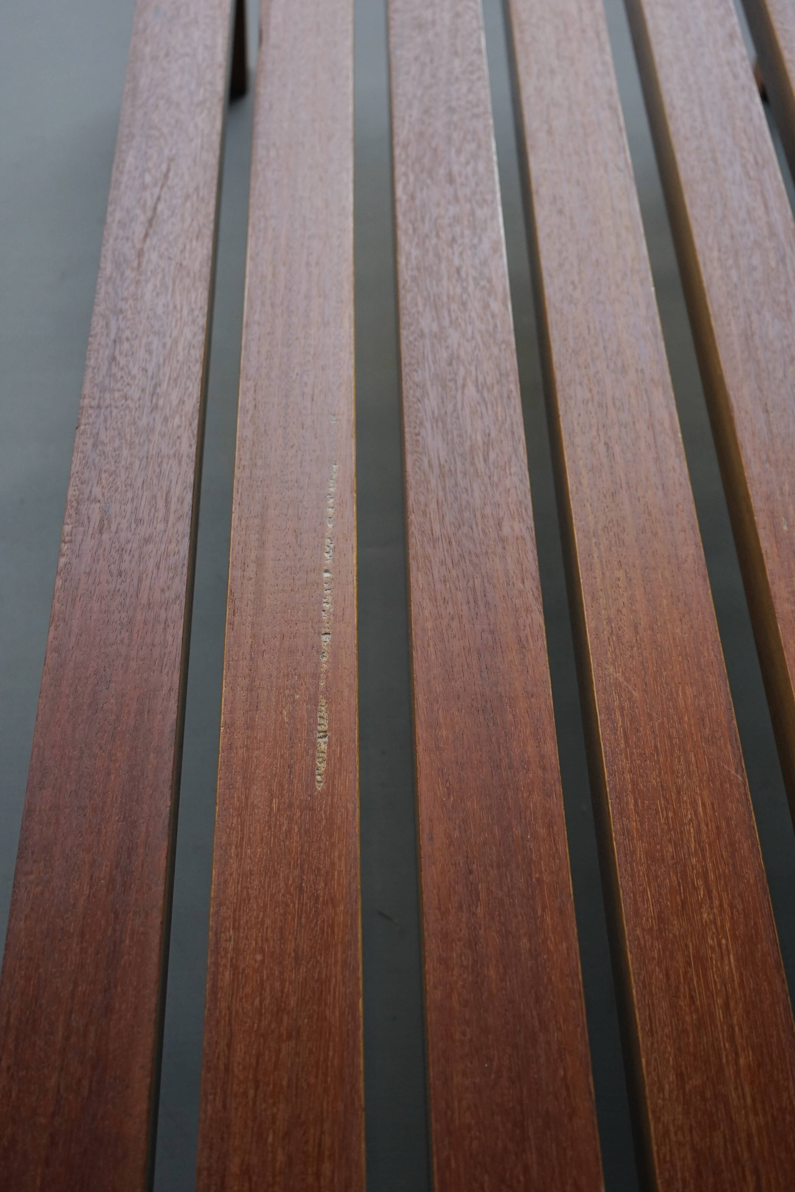 XL slatted teak bench from the 1960s
