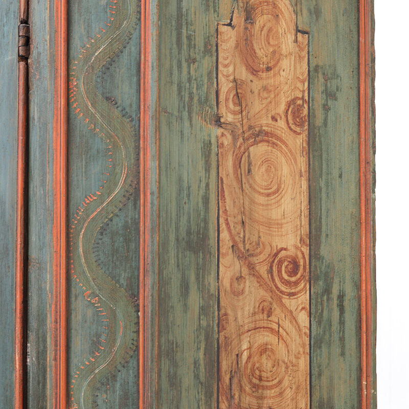 Rustic Weathered Farmhouse Folk Art Painted Bridal Cabinet from 1798