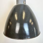 Large Dark Grey Enamel Industrial Factory Lamp from Elektrosvit, 1960s