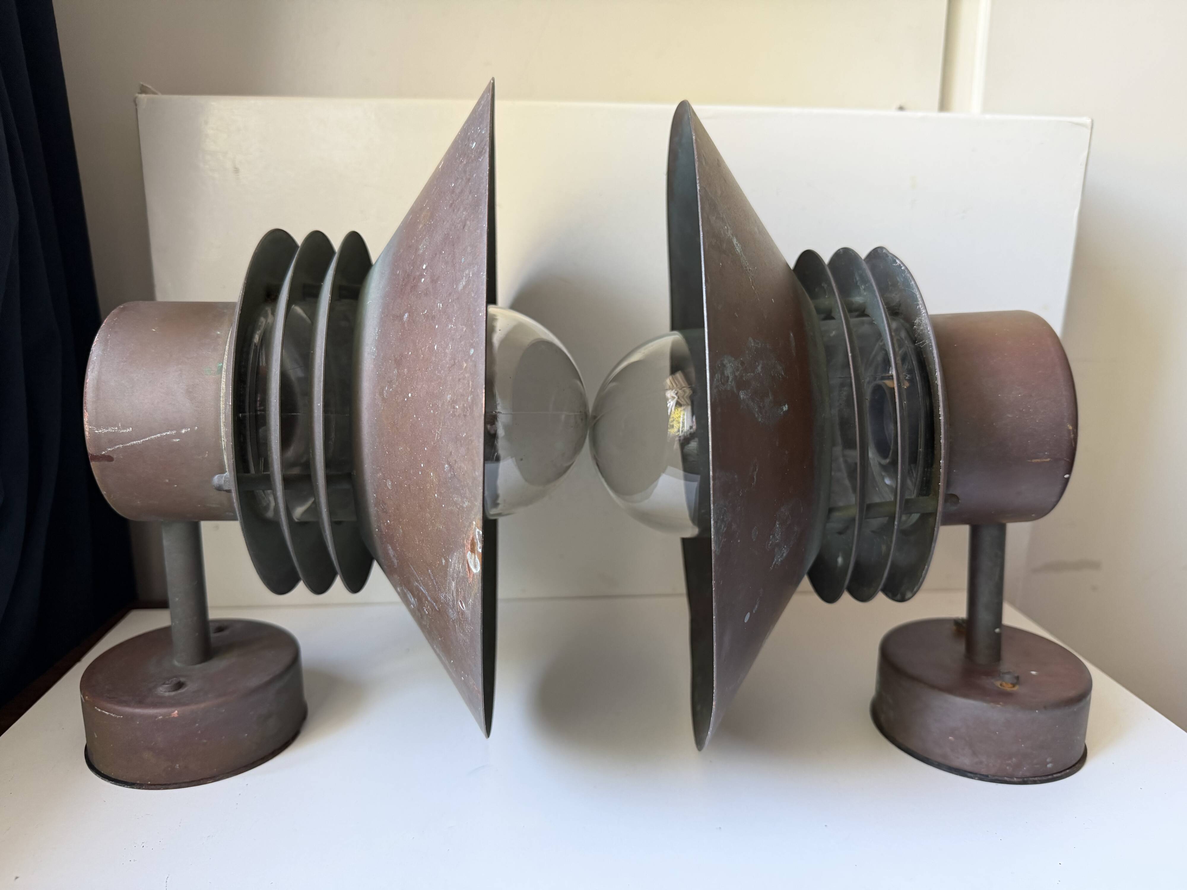 Pair of Danish Vintage Copper Wall Lamps