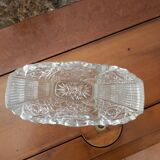 Rectangular cut Saint Louis crystal vase decorated with roses