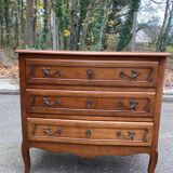 Vintage solid oak Louis XV commode from the 19th century.