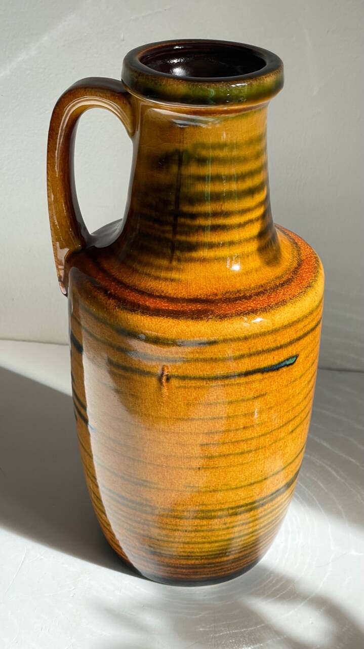 Vintage glazed ceramic amphora vase – west germany