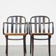 Lot de 4 chaises de salle à manger/bistro au design vintage en bois avec sièges tissés