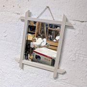 Miroir ancien à cadre bois, montage à croisillons