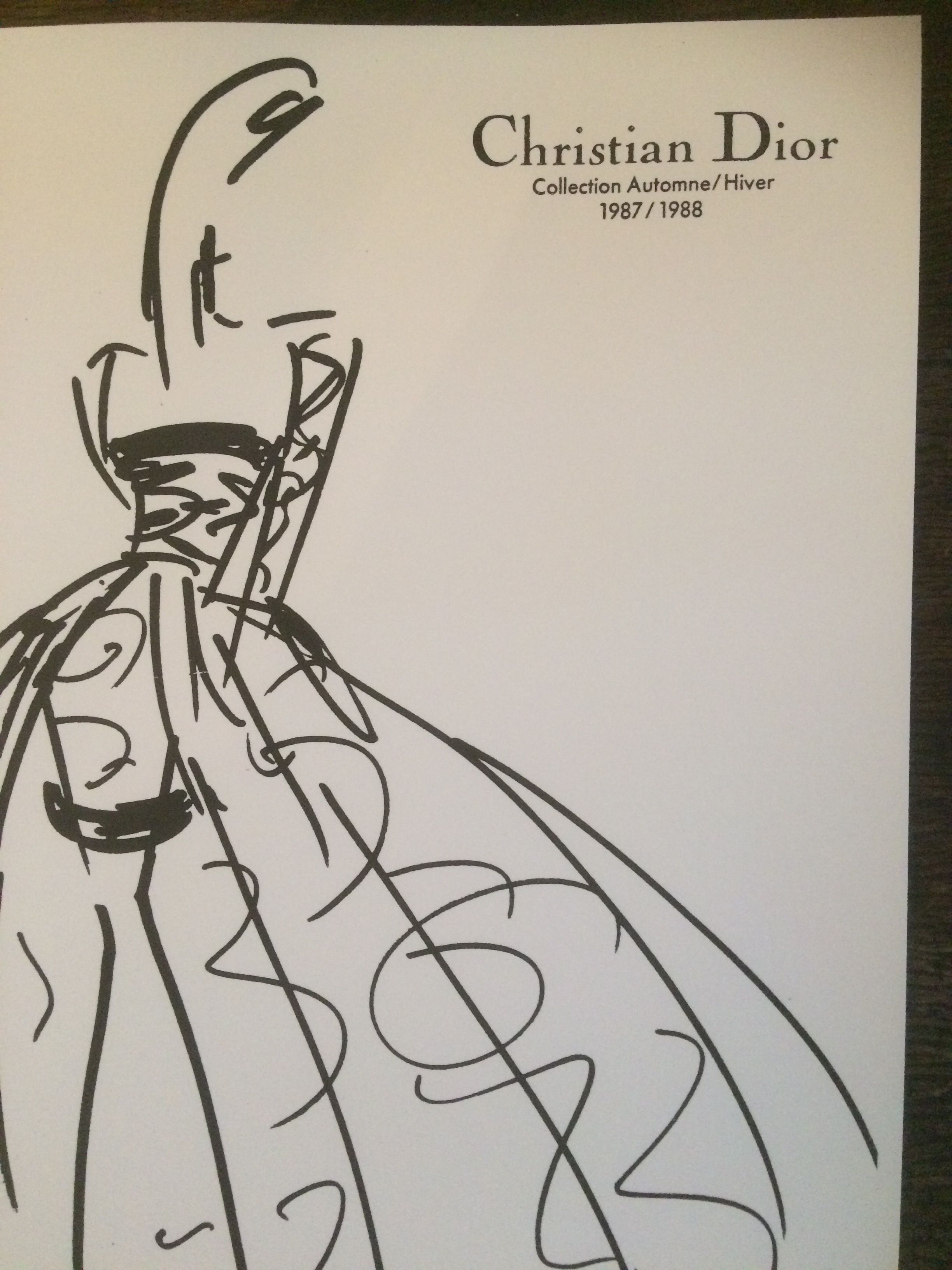 Christian Dior, press fashion illustration - autumn collection - winter 1987-1988