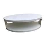 Oval white-panelled metal coffee table 70s