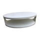 Oval white-panelled metal coffee table 70s