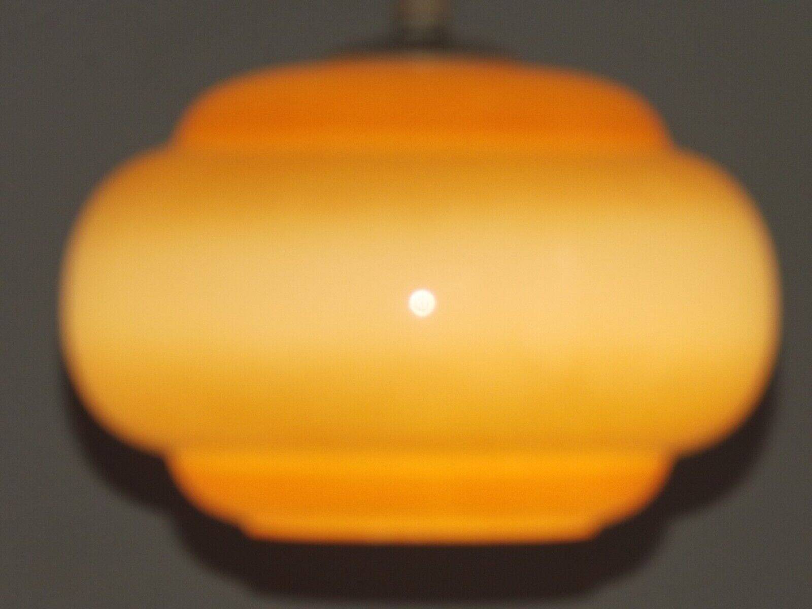 French vintage amber & white pearlized glass hanging ceiling light 4479