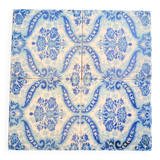 4 glazed ceramic tiles, flowers, 60s