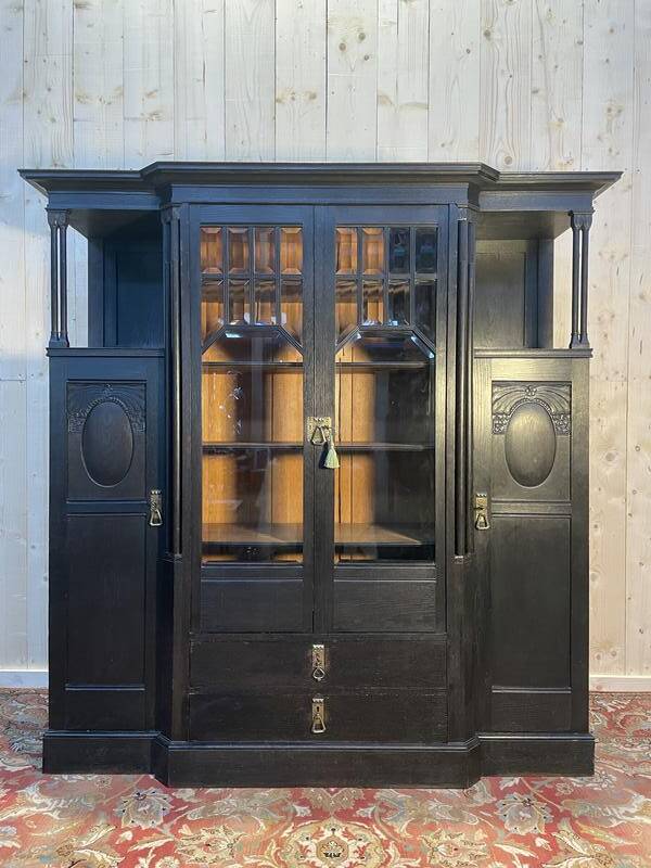 Display cabinet - Napoleon III / English cabinet in blackened wood