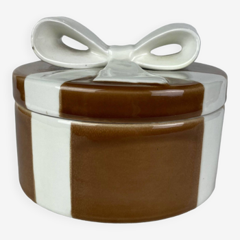 Caramel and beige jewelry box with bow