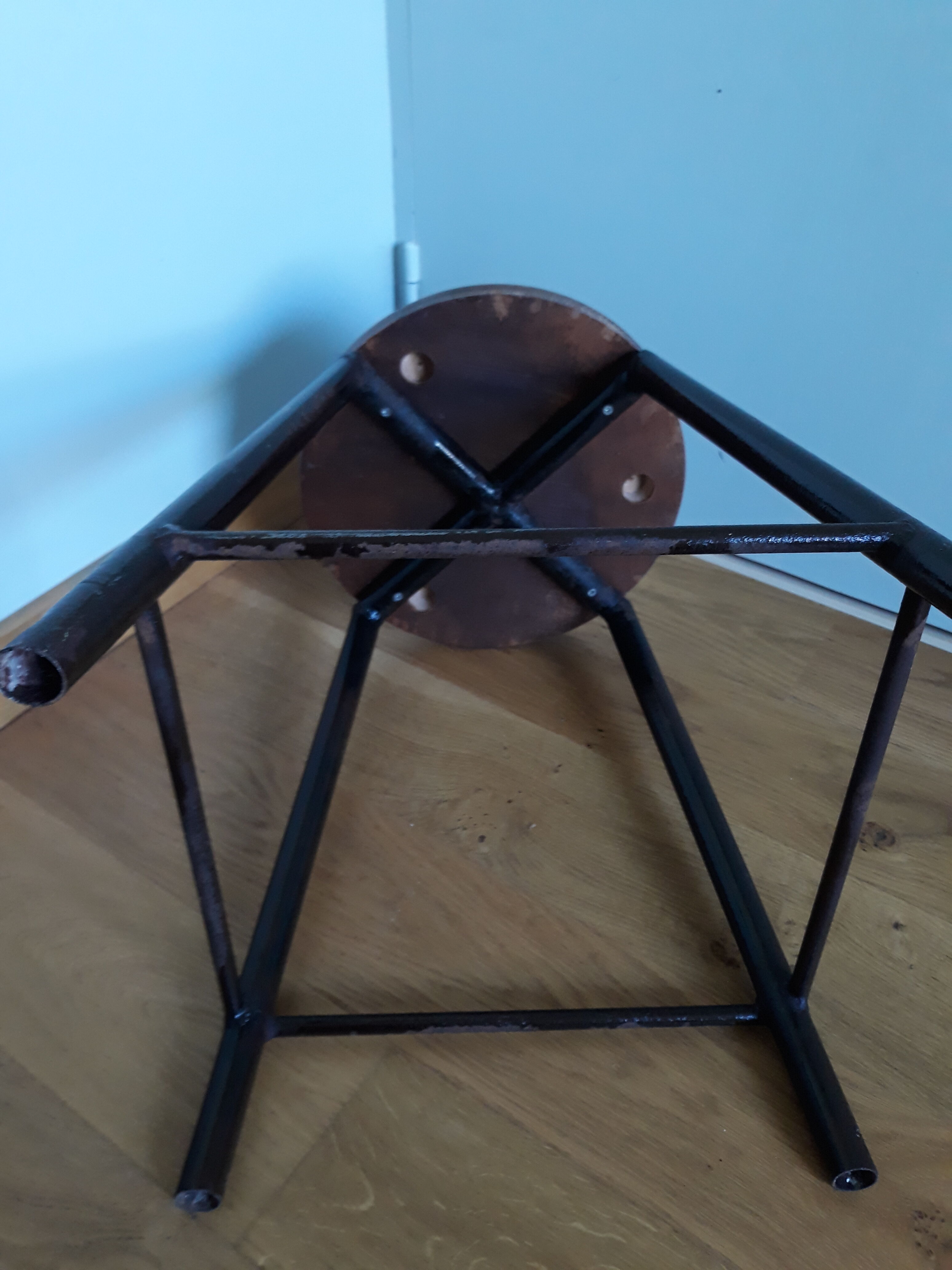 Metal and wood workshop stool industrial style