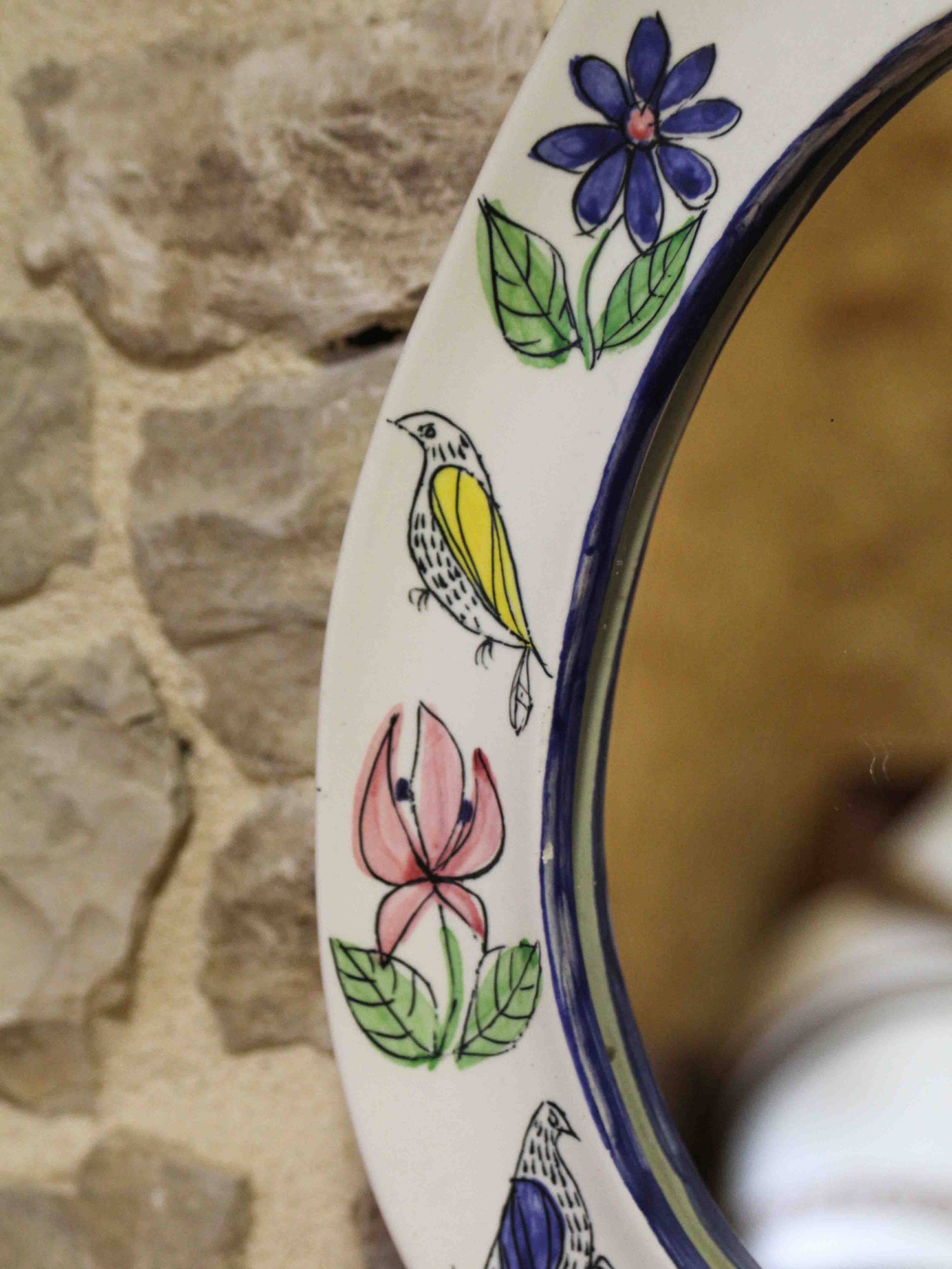 Ceramic mirror by Jean de Lespinasse