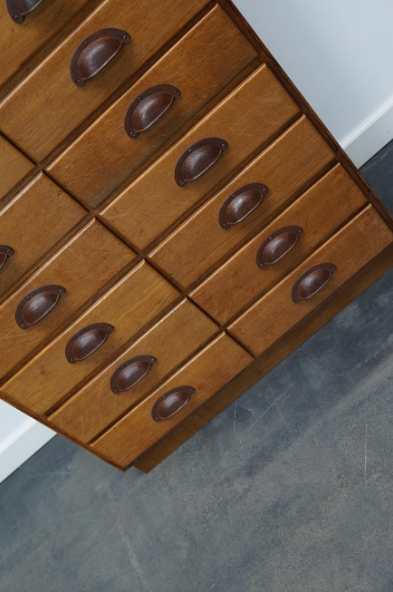 German apothecary's cabinet in oak mid-twentieth century