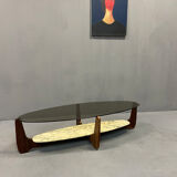 Coffee table wood and marble Hugues Poignant
