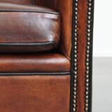 Sheepskin Leather Club Chair with Black Piping