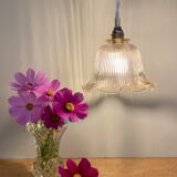 Vintage tulip pendant light in amber glass