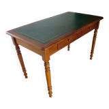 Minister's desk style L. Philippe – 2 drawers – cherry wood – faux leather desk mat